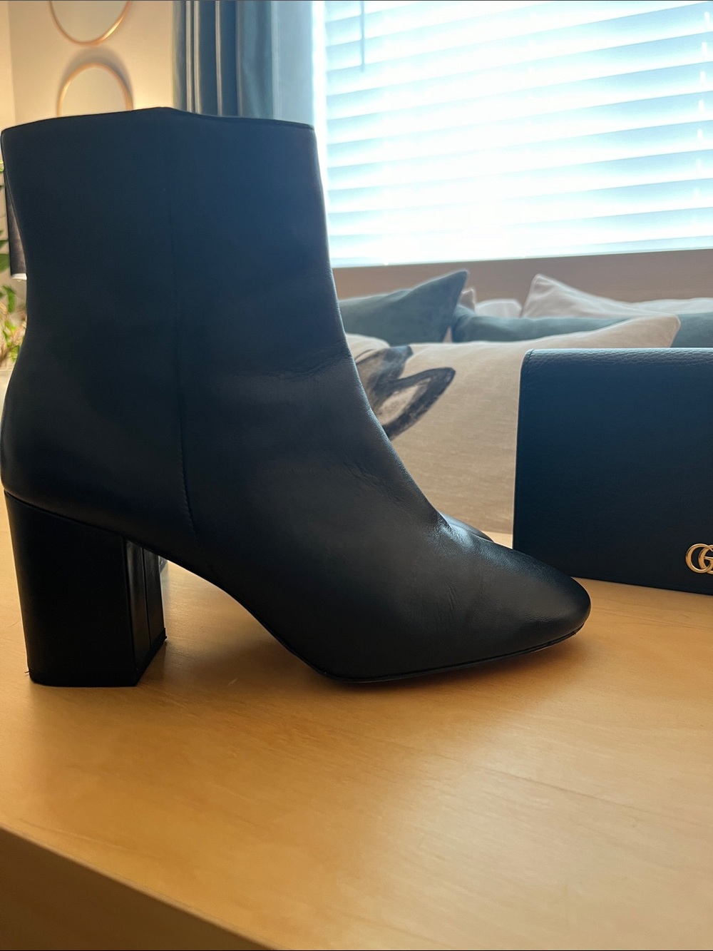 Halogen Black leather ankle boots